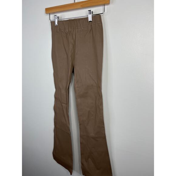 Walter Baker Lori Lamb Leather Cropped Flare Pull-On Pants Tan Size: XS NWOT - Picture 3 of 9
